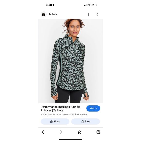 T by Talbots Mint Gray & Black Camo Quarter Zip Fitted Pullover sz MP NWOT - Picture 2 of 7